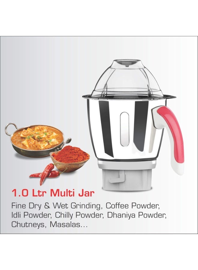 Vidiem Mixer Grinder 539 A Eva Rose (Pink with White) | 750 Watts Mixer Grinder with 3 Leakproof Jars with self-lock for Wet & dry spices, chutneys & curries | 5 Years Warranty | Mixer grinder - Image 3
